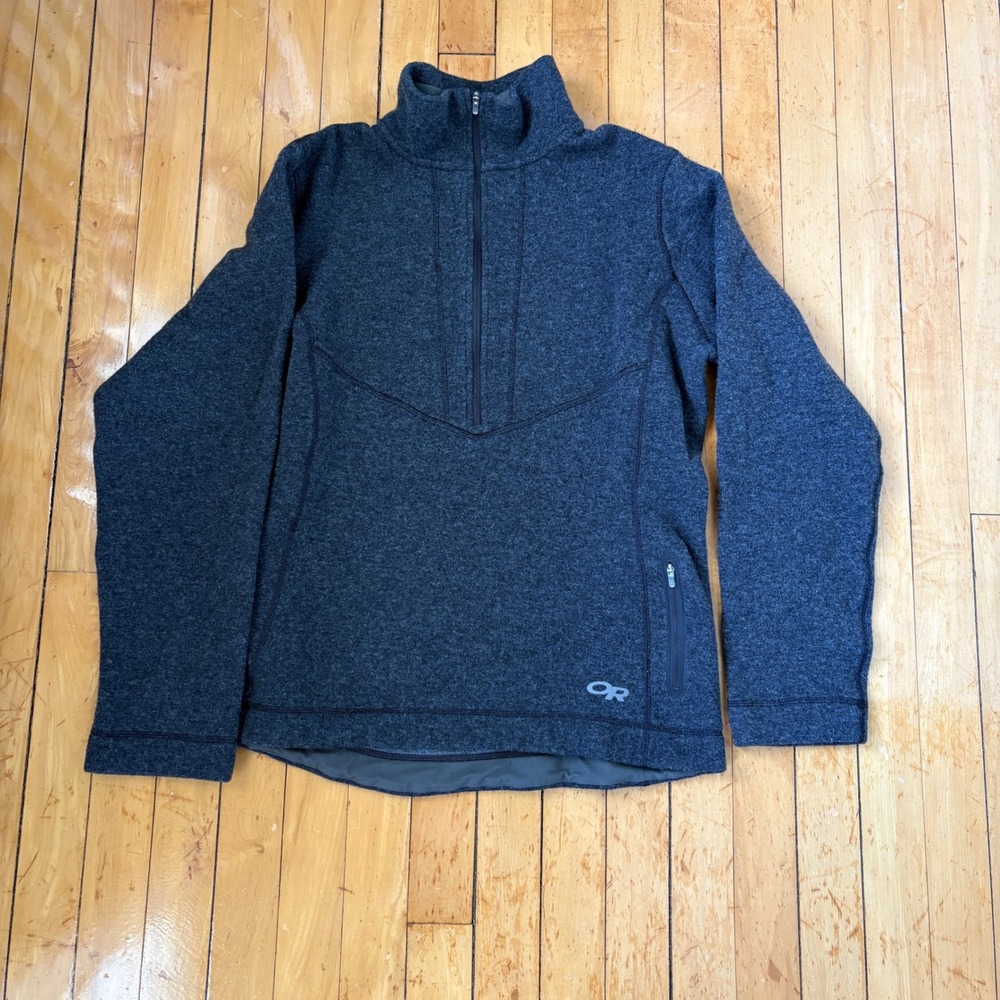 Outdoor Research Vashon Fleece Quarter Zip Womens Large Gray Wool Blend Gorp